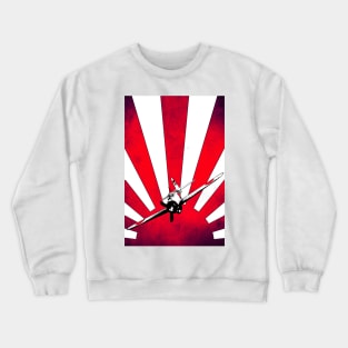 Mitsubishi A6M Zero Fighter on the rising sun flag Crewneck Sweatshirt